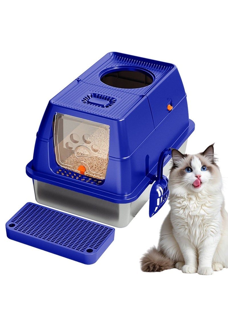 Kidle Semi-enclosed Enclosed Cat Litter Box Semi-enclosed Covered Cat Toilet Large Capacity - Image 1